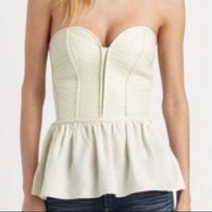 Parker “Marilyn” Leather/Silk top in White, SzM